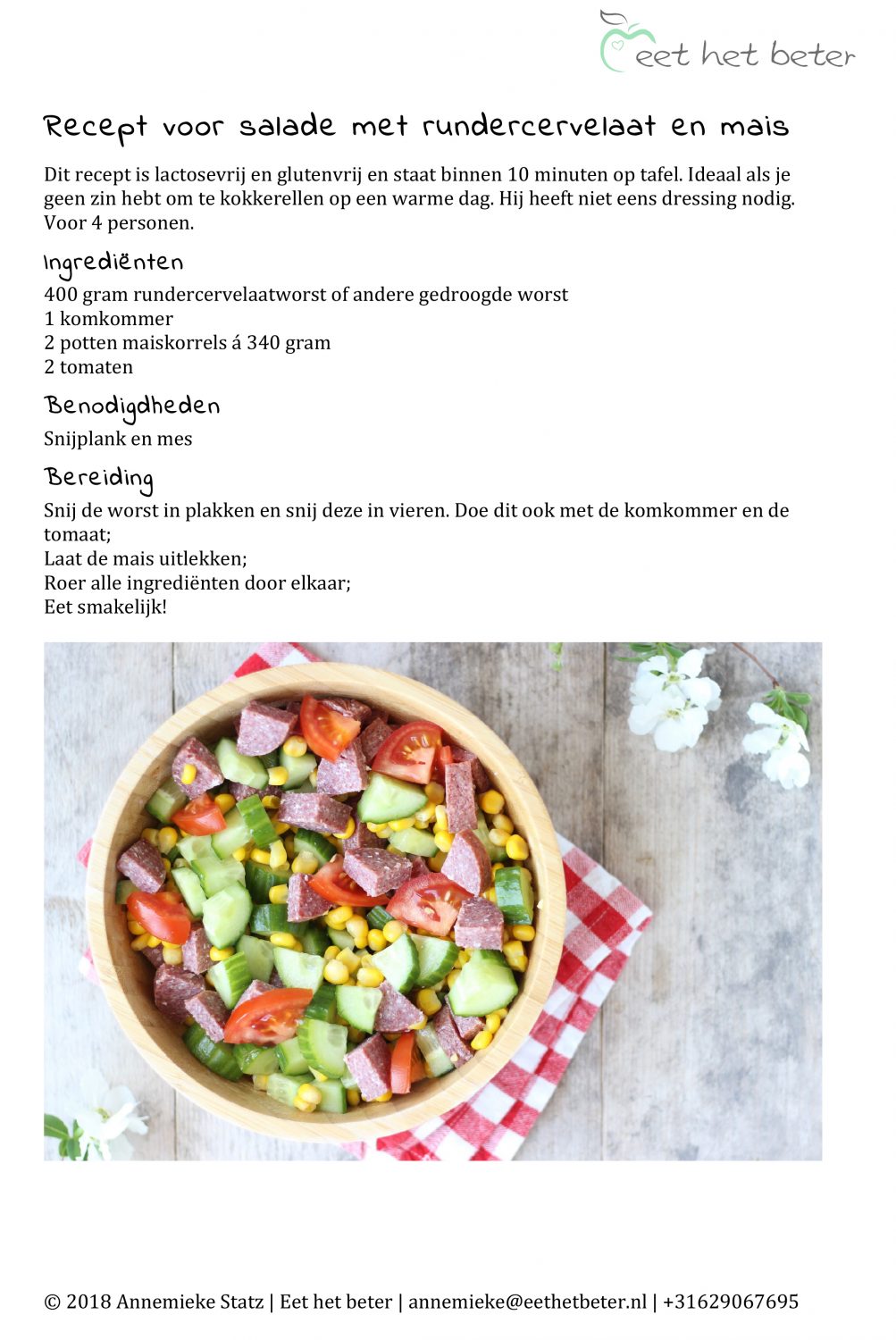 Recept voor salade met rundercervelaat en mais