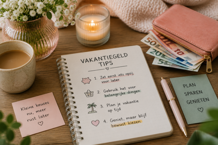 Op zoek naar handige vakantiegeld tips? In dit artikel deel ik slimme ideeën om vakantiegeld 2026 bewuster te gebruiken voor vakantie, sparen en praktische gezinskosten.
